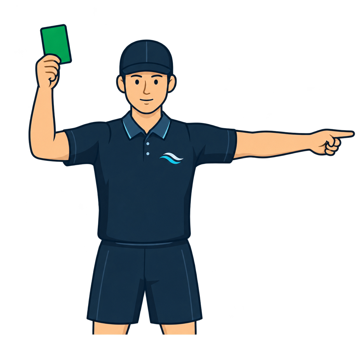 Referee showing a green card