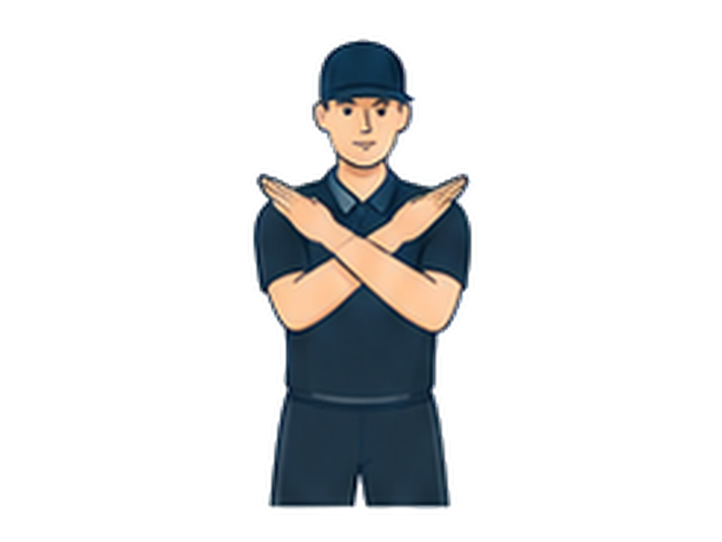 Both arms cross in front of the chest, palms facing out.